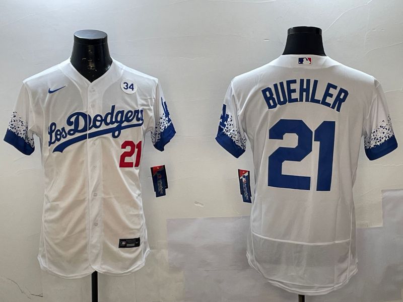 Men Los Angeles Dodgers #21 Buehler White City Edition Elite Nike 2025 MLB Jersey style 2->los angeles dodgers->MLB Jersey